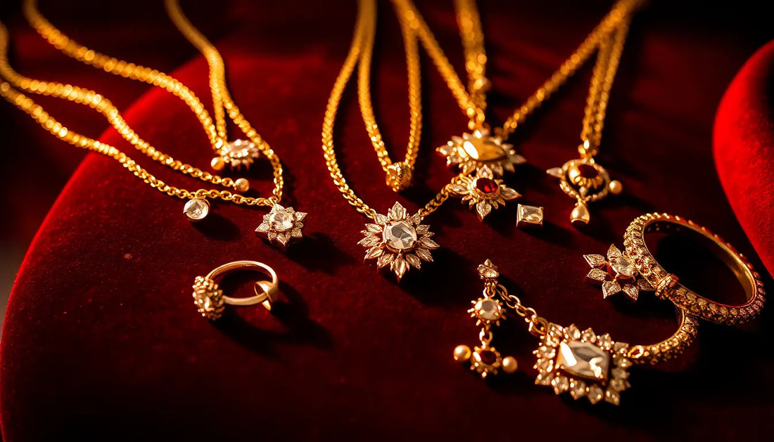 Exquisite Gold Jewelry Collection Showcasing Yellow and Rose Gold Elegance