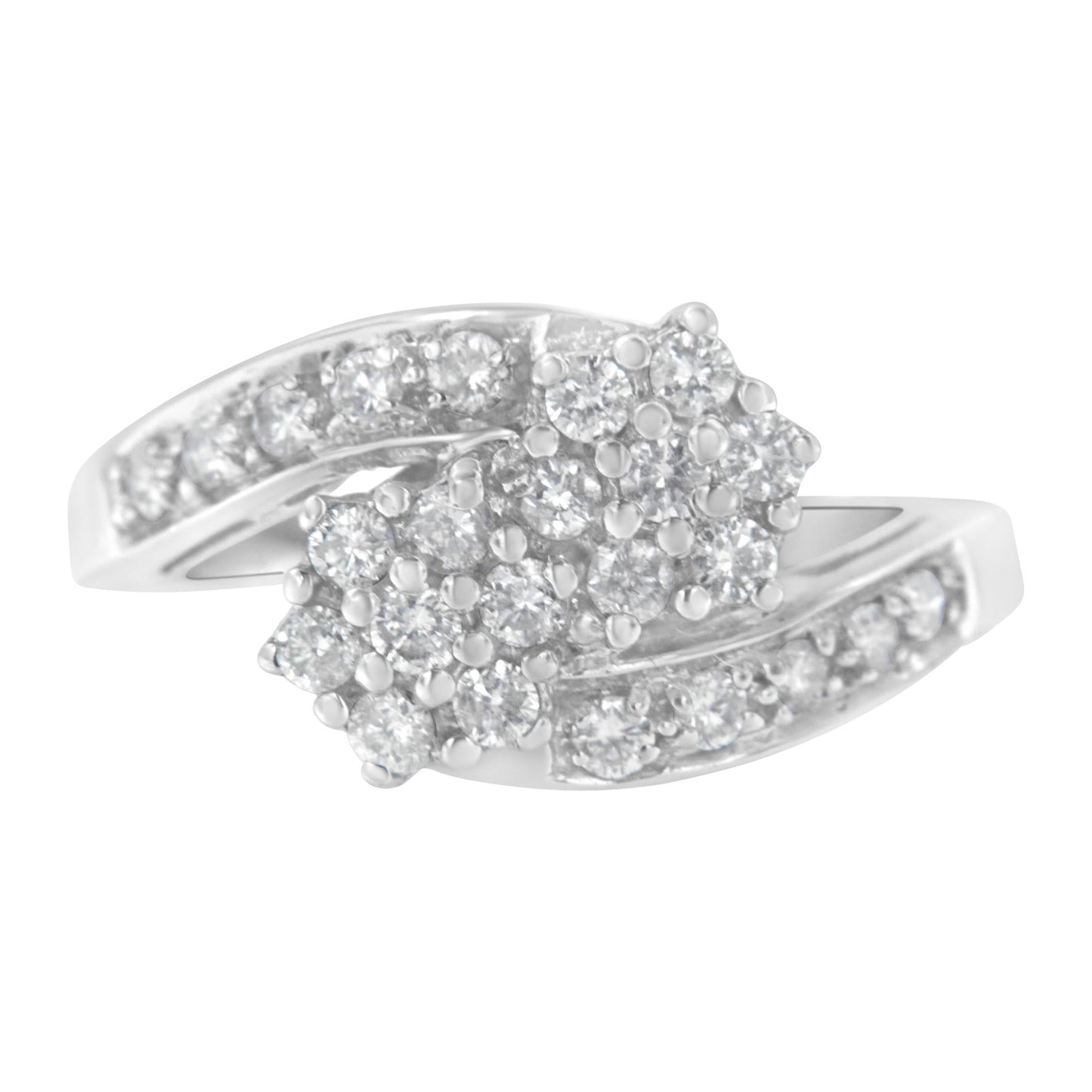 14KT White Gold Diamond Cluster Ring Band (7/8 cttw H-I Color I1-I2 Clarity)