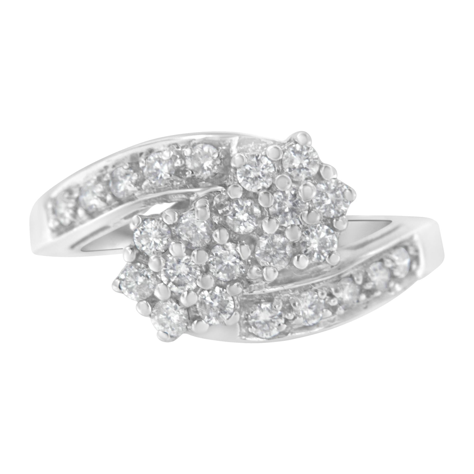 14KT White Gold Diamond Cluster Ring Band (7/8 cttw H-I Color I1-I2 Clarity)