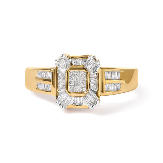 10K Yellow Gold 1/2 Cttw Diamond Composite and Halo Ring (H-I Color SI1-SI2