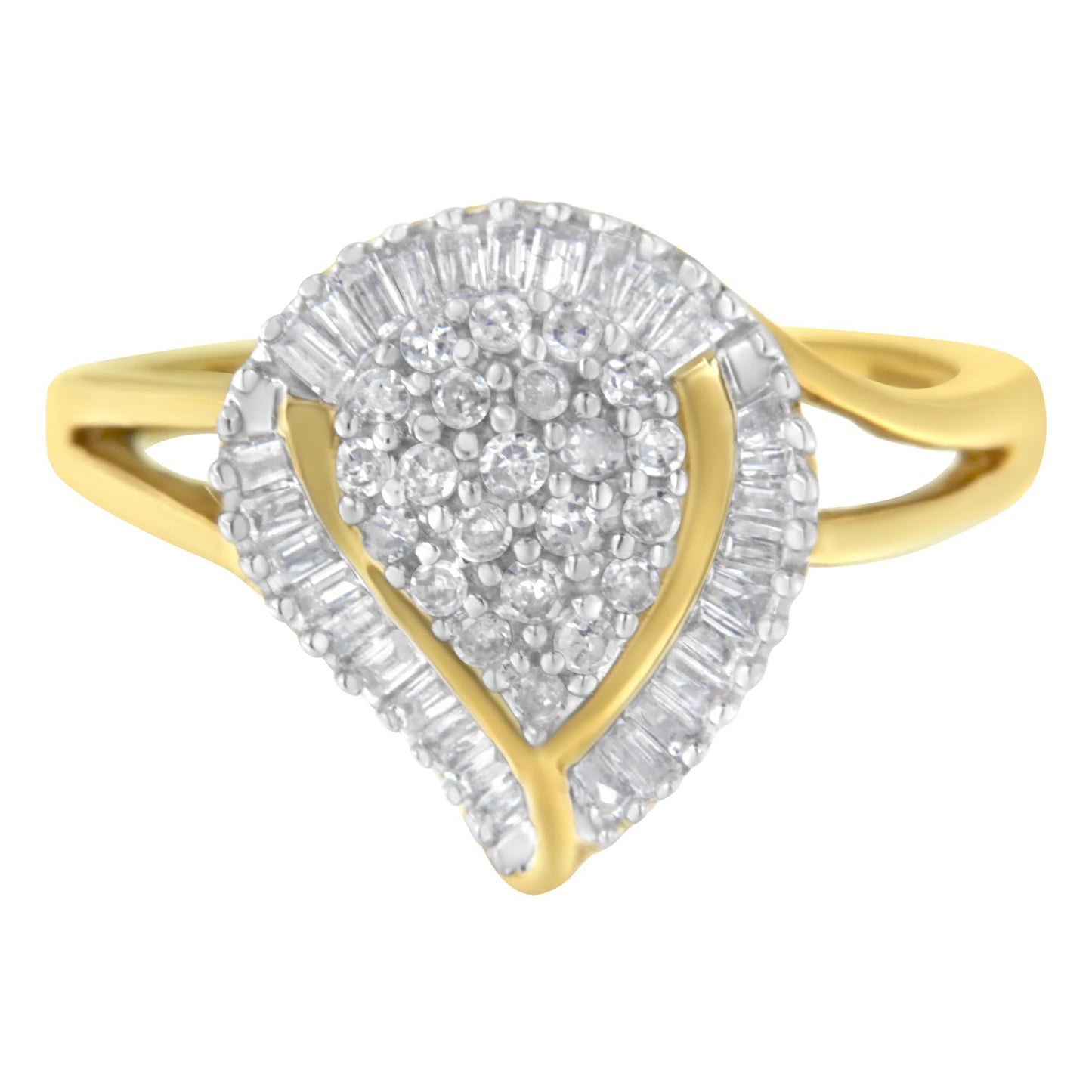 10K Yellow Gold Diamond Cluster Ring (1/2 Cttw I-J Color I1-I2 Clarity)