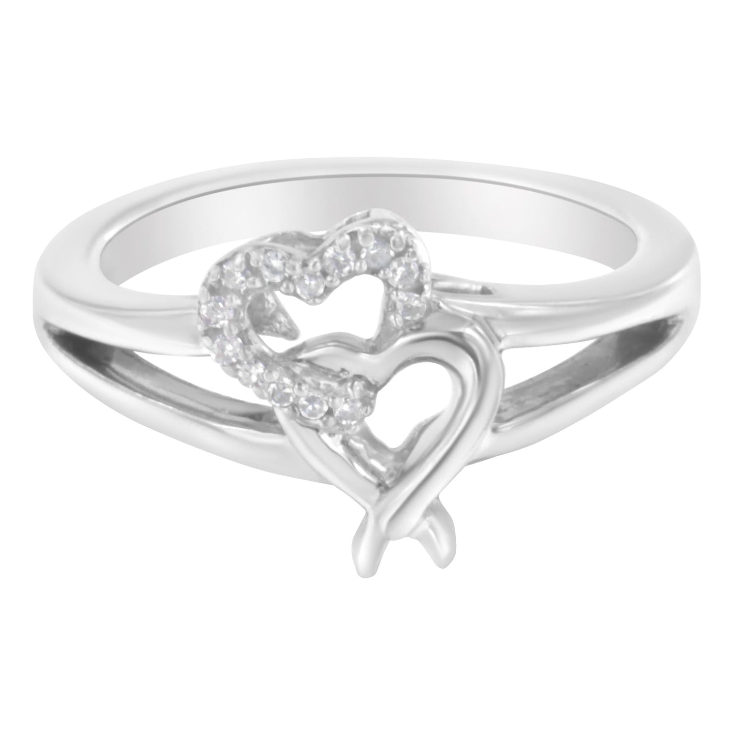 .925 Sterling Silver Diamond Heart Accent Ring (1/20 Cttw H-I Color I1-I2