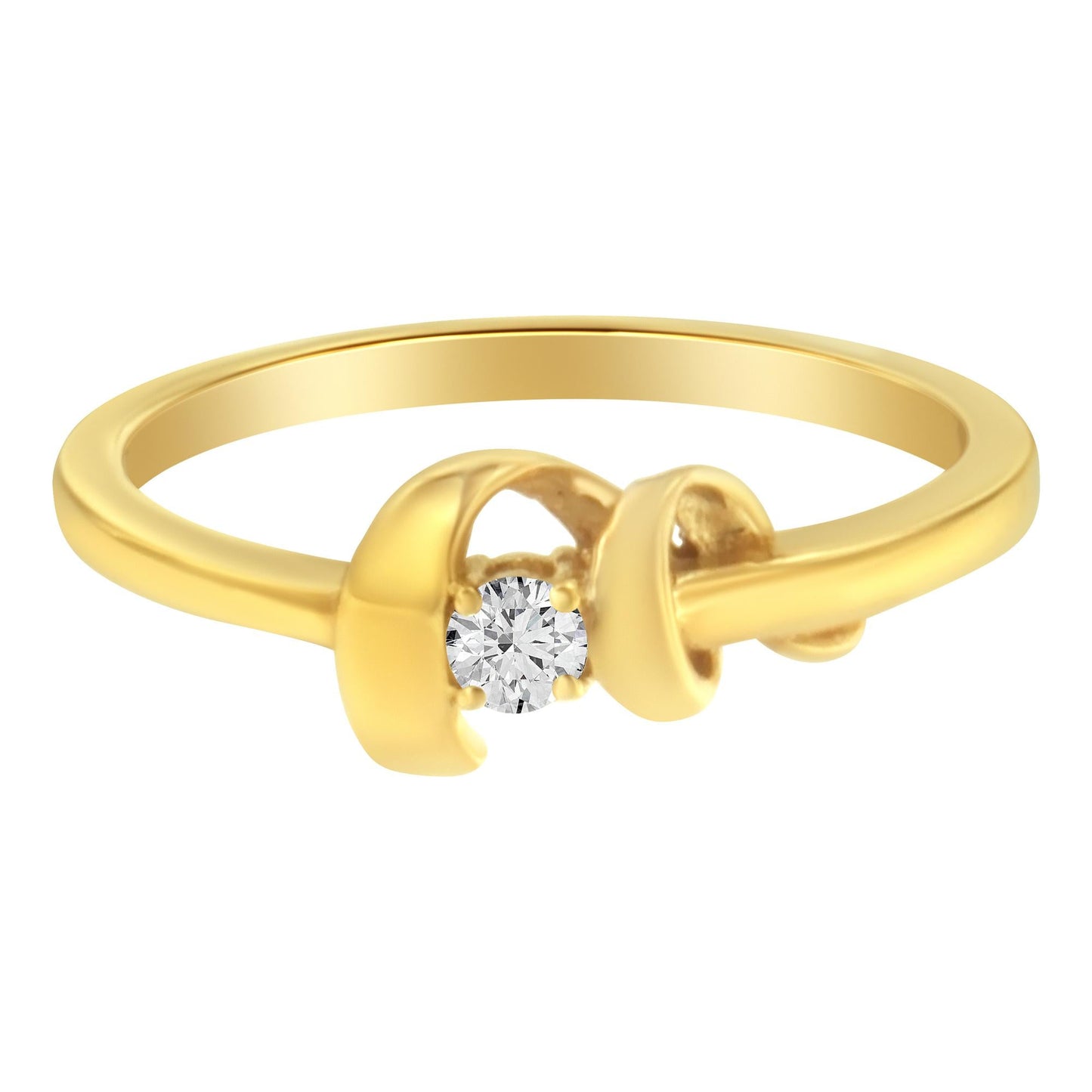 10kt Yellow Gold 1/10 Cttw Brilliant Round-cut Diamond Swirling Solitaire