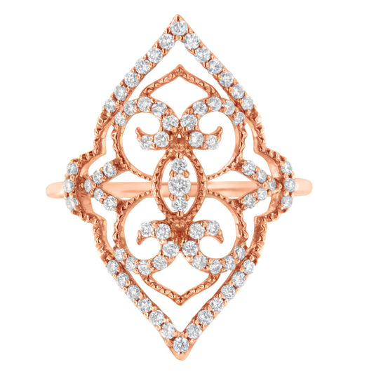 10K Rose Gold Diamond Cocktail Ring (1/2 Cttw H-I Color I1-I2 Clarity) - 7