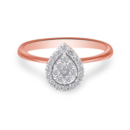 10K Rose Gold 3/8 Cttw Round-Cut Diamond Pear Promise Ring (I-J Color I2-I3