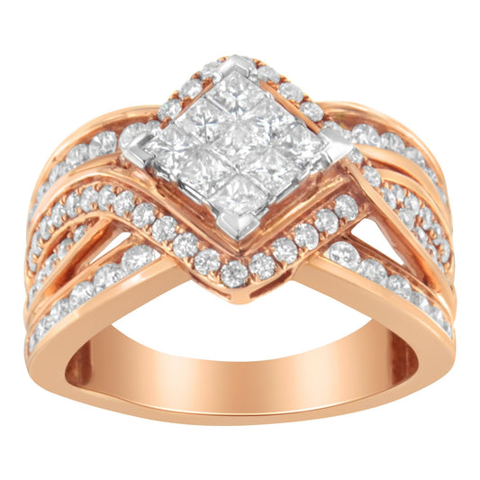 Two-Tone 10KT Gold Diamond Bypass Cocktail Ring (1 1/2 cttw H-I Color I1-I2