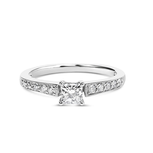 14K White Gold Diamond 1/2 Cttw Princess Cut Diamond Engagement Ring (G-H Color