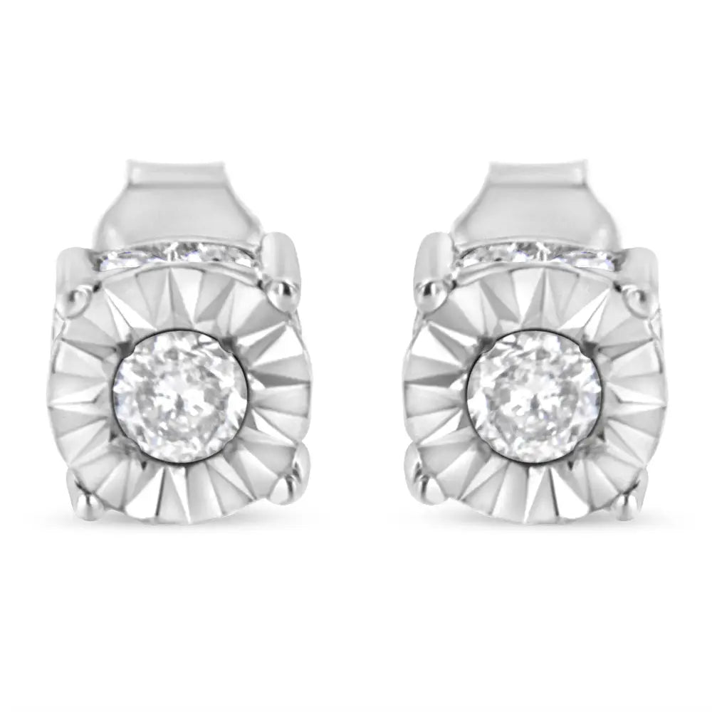 1/2 Cttw Miracle Set Diamond Stud Earring (j-k Color I2-i3 Clarity) - Choice of Metal Type (sterling Silver) - Fine