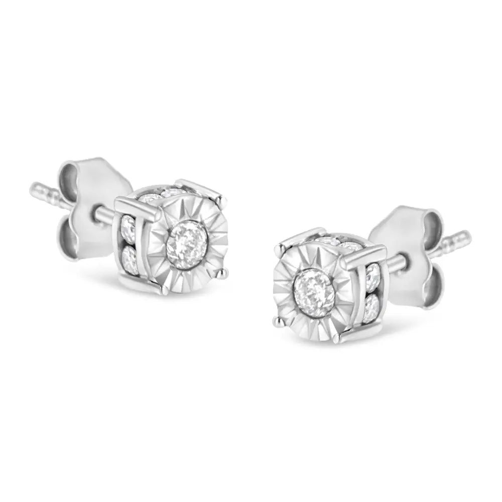 1/2 Cttw Miracle Set Diamond Stud Earring (j-k Color I2-i3 Clarity) - Choice of Metal Type (sterling Silver) - Fine