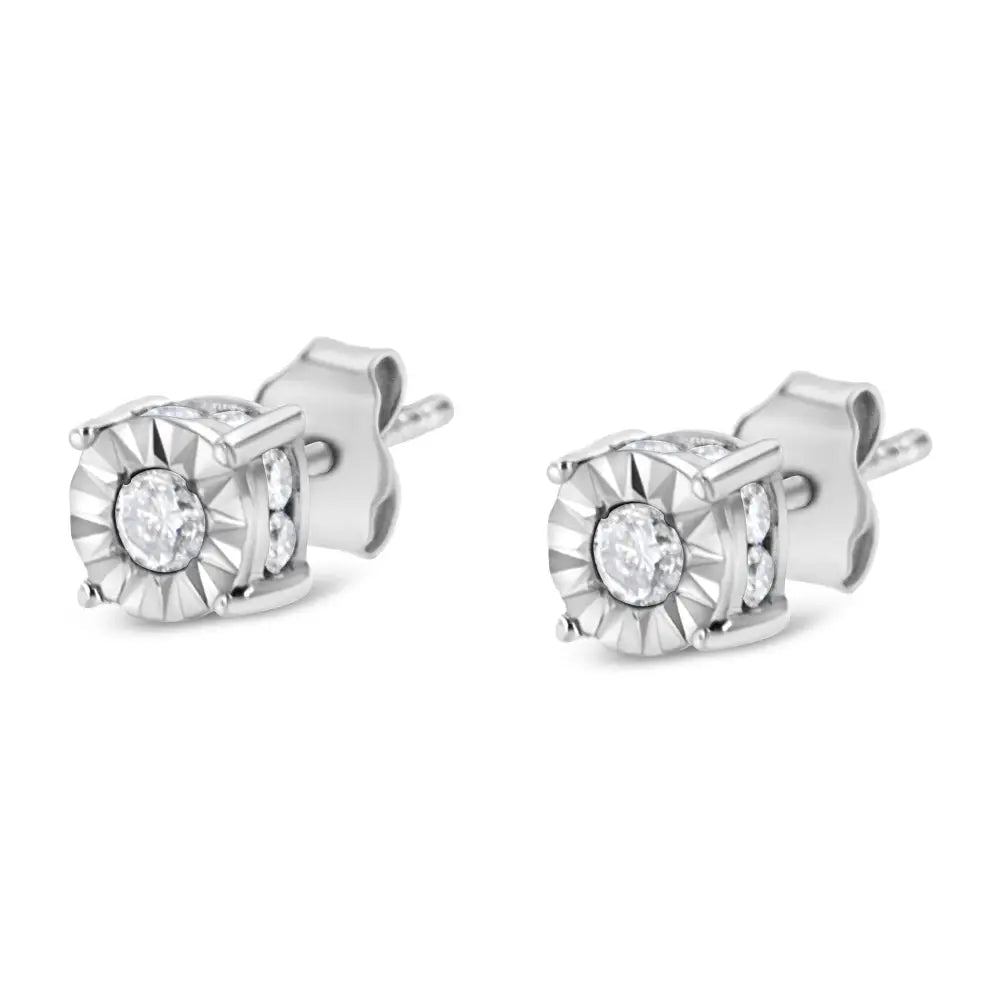 1/2 Cttw Miracle Set Diamond Stud Earring (j-k Color I2-i3 Clarity) - Choice of Metal Type (sterling Silver) - Fine