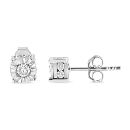 1/2 Cttw Miracle Set Diamond Stud Earring (j-k Color I2-i3 Clarity) - Choice of Metal Type (sterling Silver) - Fine