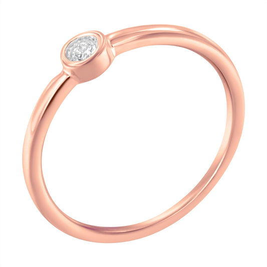 14K Rose Gold Plated.925 Sterling Silver Miracle Set Diamond Ring (1/20 Cttw