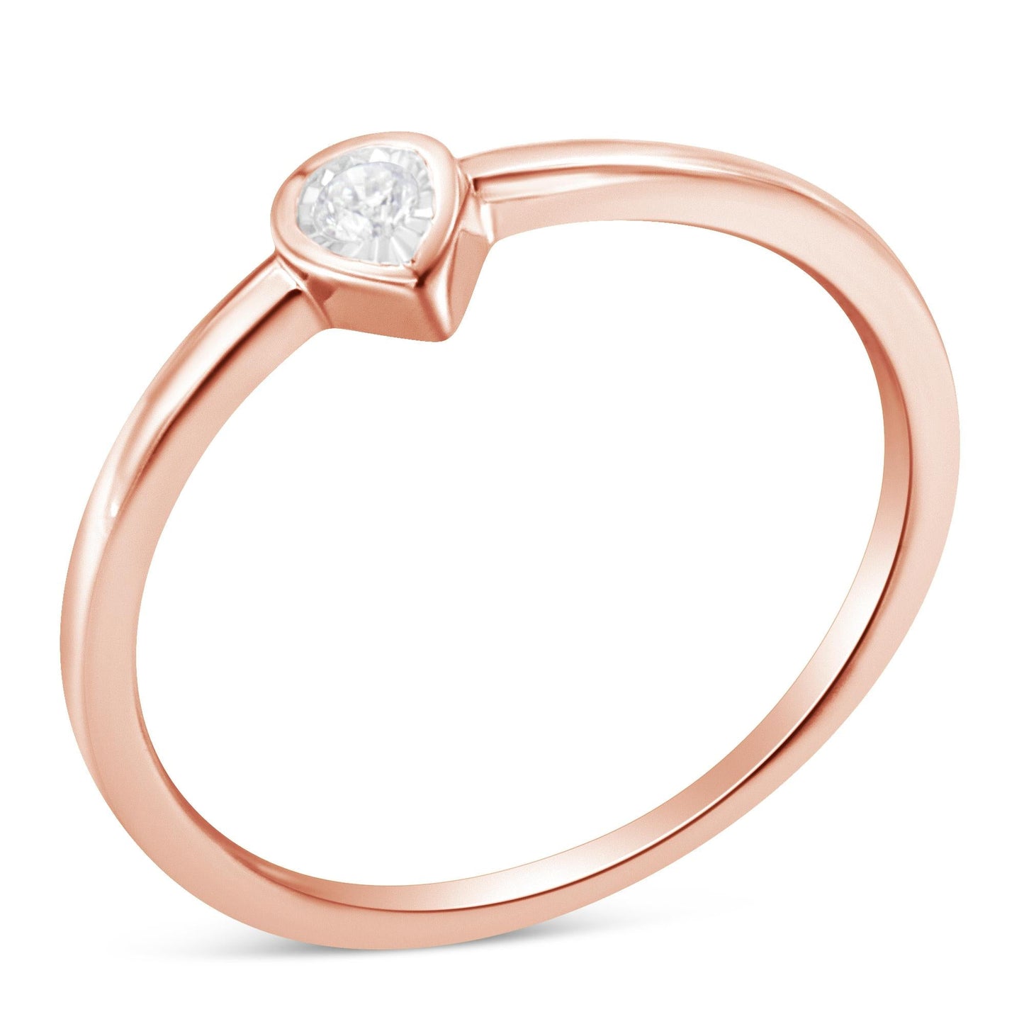 14K Rose Gold Plated.925 Sterling Silver 1/20 Carat Diamond Teardrop