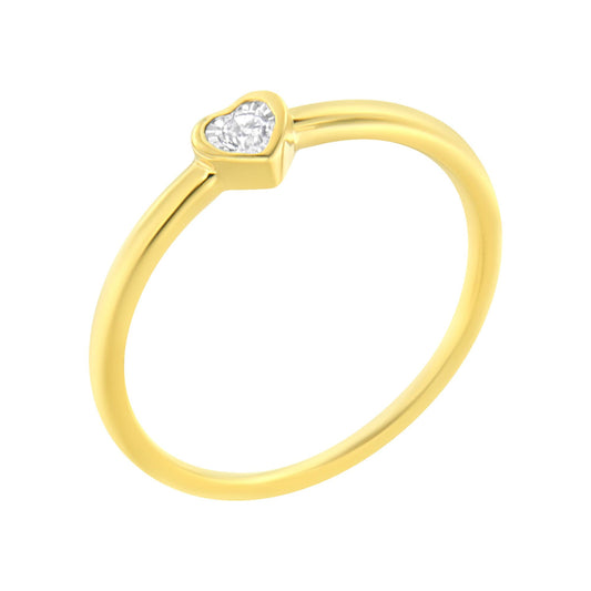 14K Yellow Gold Plated.925 Sterling Silver Miracle Set Diamond Accent Heart