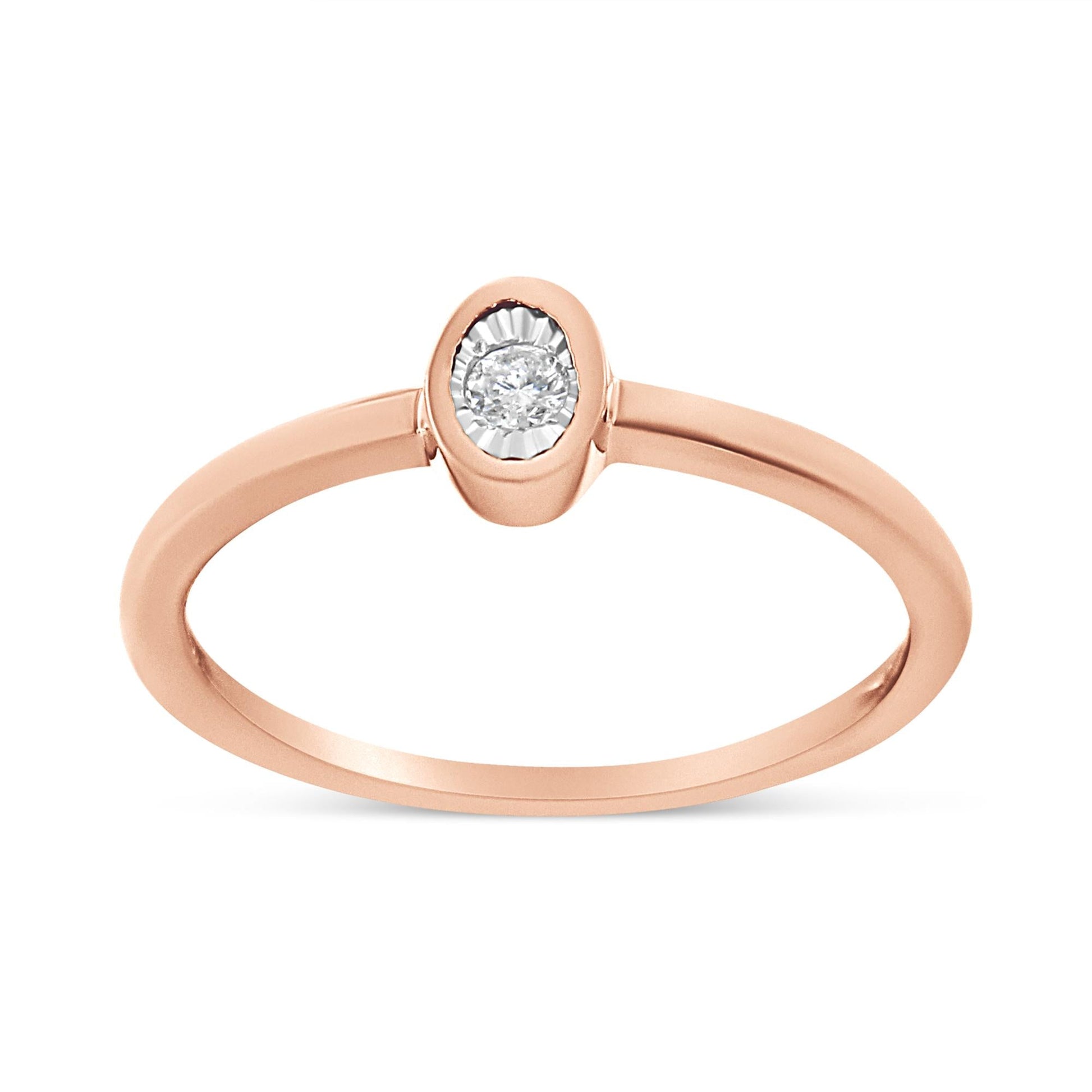 14K Rose Gold Plated.925 Sterling Silver 1/20 Cttw Miracle Set Diamond Ring