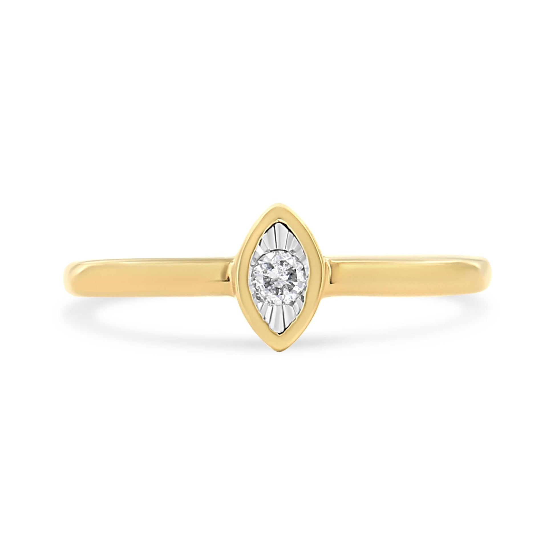 14K Yellow Gold Plated.925 Sterling Silver 1/20 Cttw Miracle Set Diamond Ring