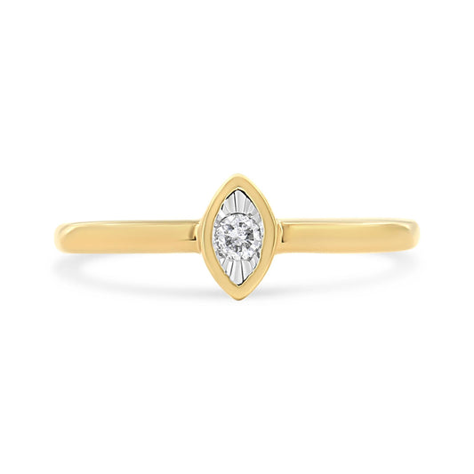 14K Yellow Gold Plated.925 Sterling Silver 1/20 Cttw Miracle Set Diamond Ring