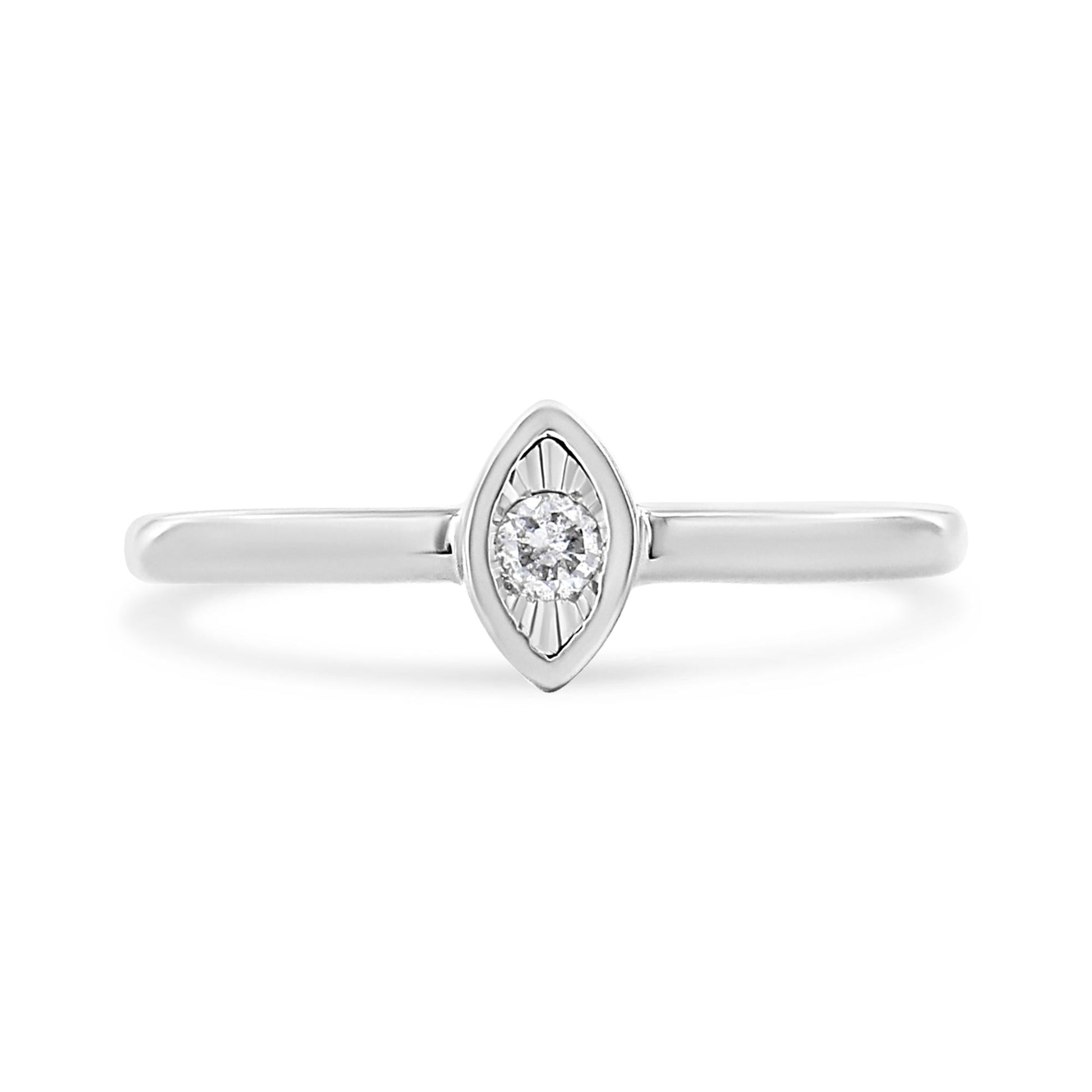 .925 Sterling Silver 1/20 Cttw Diamond Marquise Shaped Promise Ring (J-K I1-I2)