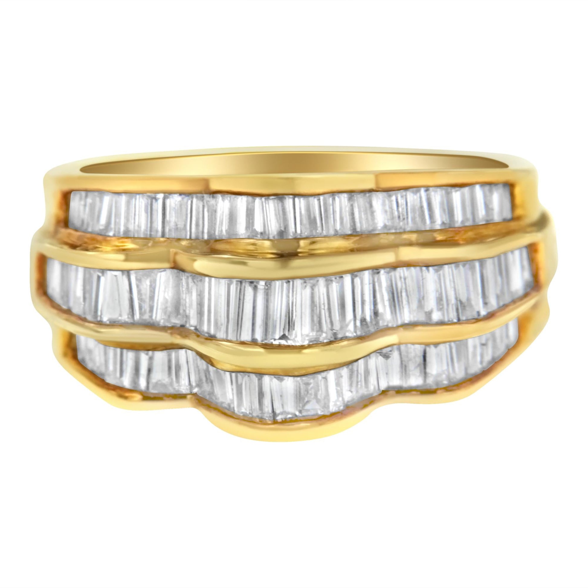 14KT Yellow Gold Diamond Multi-Row Band Ring (1 1/4 cttw H-I Color SI1-SI2