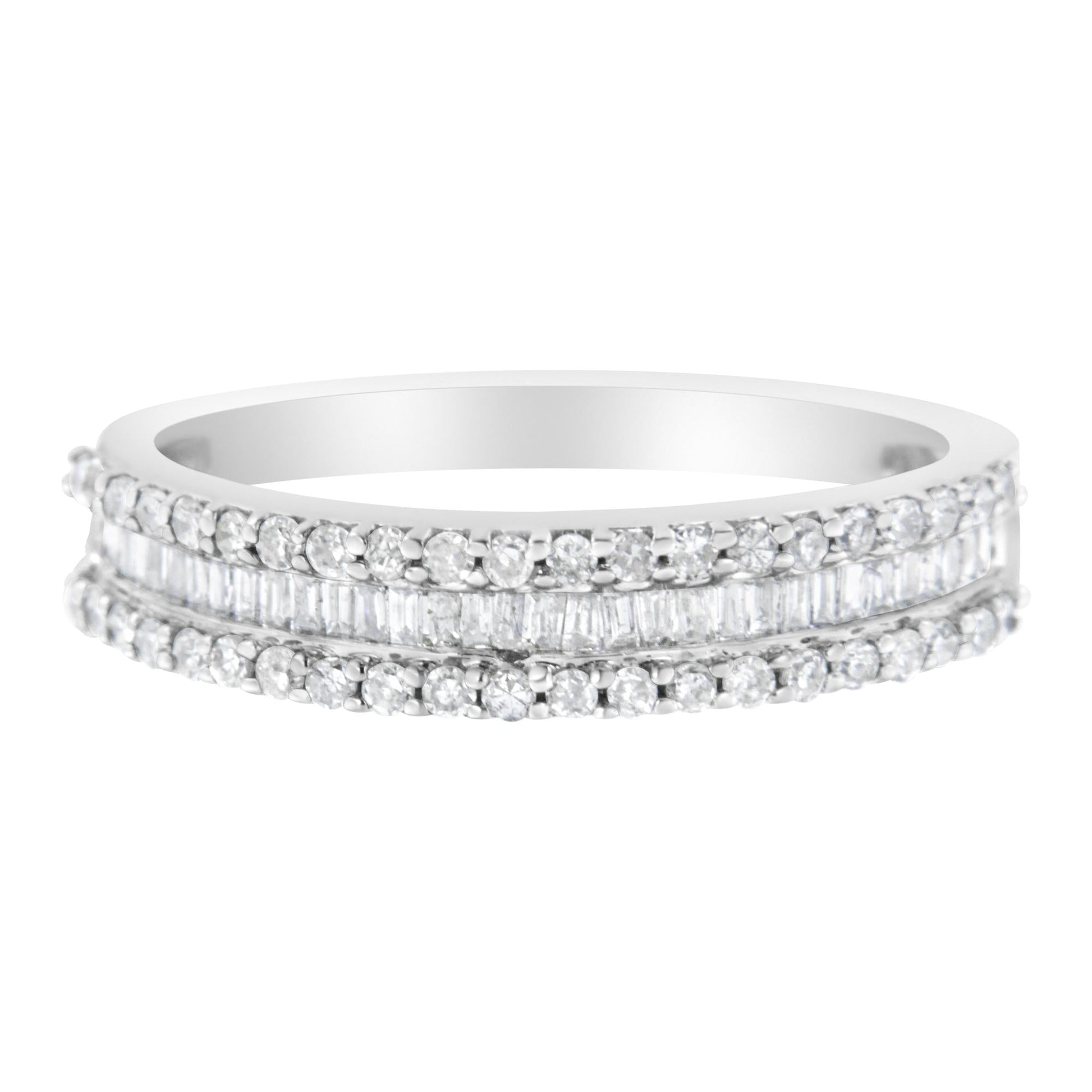 14KT White Gold 1/2 Cttw Diamond Modern Band Ring (H-I Color SI2-I1 Clarity)