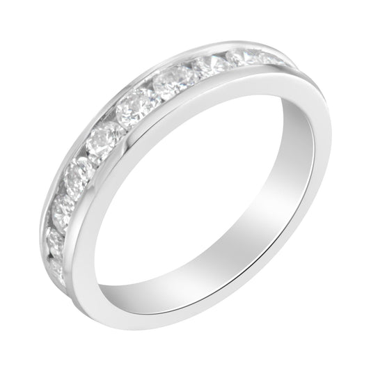 IGI Certified 1.0 Cttw Diamond 18K White Gold Channel-Set Half-Eternity Band