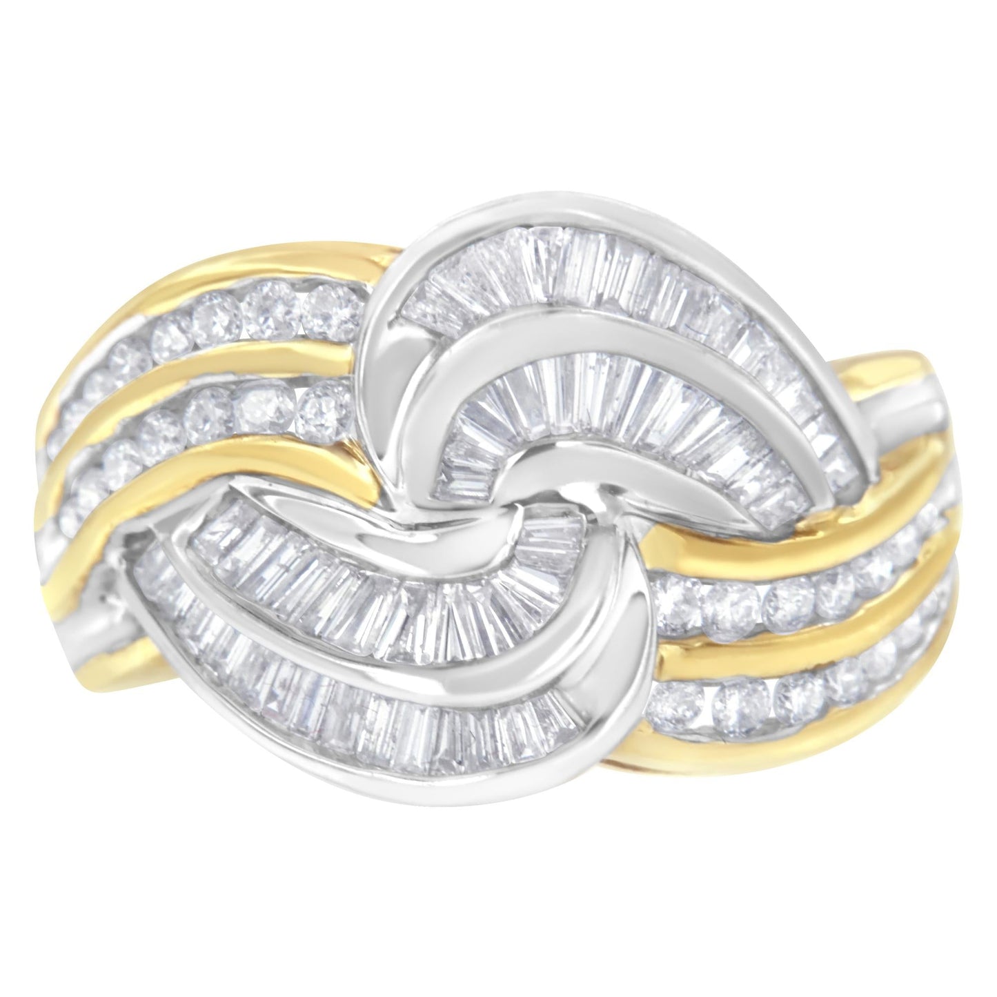 10KT Two-Toned Gold Diamond Bypass Ring (1 cttw H-I Color SI1-SI2 Clarity) - 7