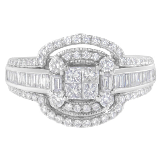 14KT White Gold Diamond Cocktail Ring (1 1/4 cttw H-I Color SI2-I1 Clarity) - 7