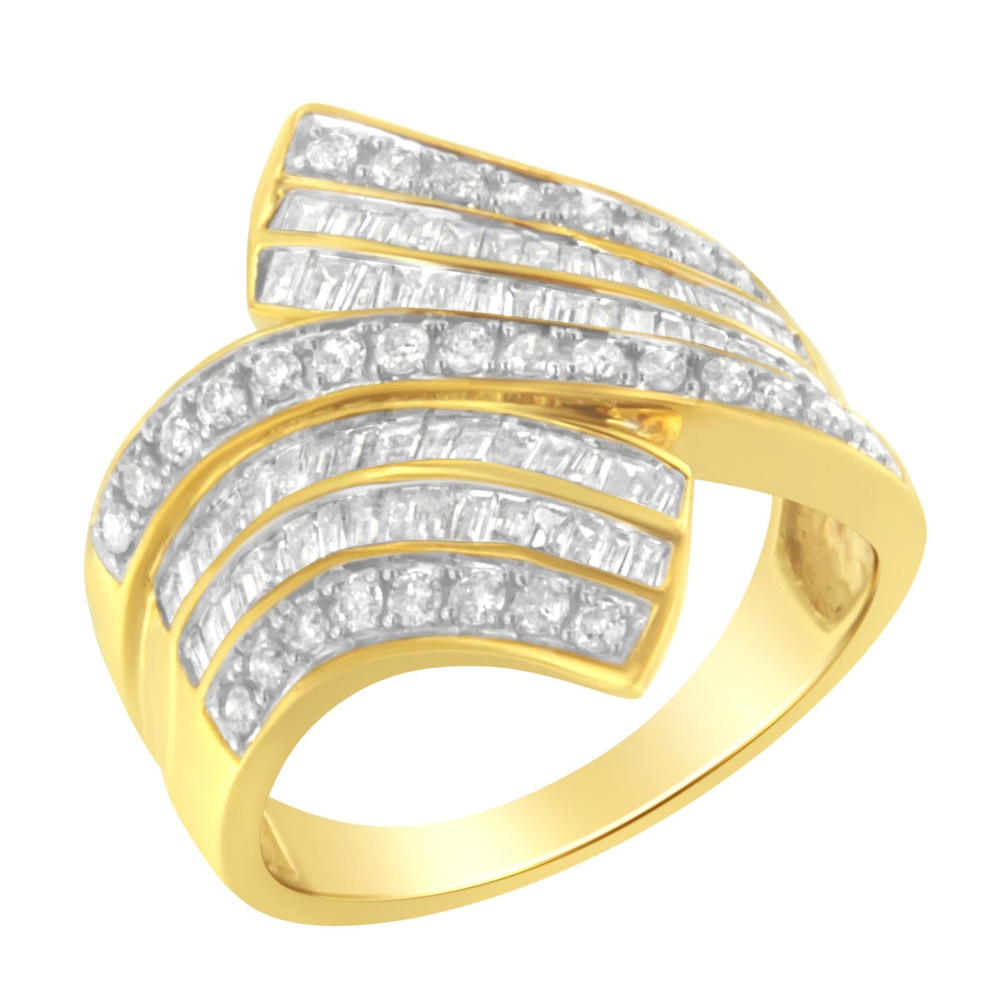 10K Yellow Gold Diamond Bypass Ring (1 1/7 Cttw I-J Color I1-I2 Clarity)