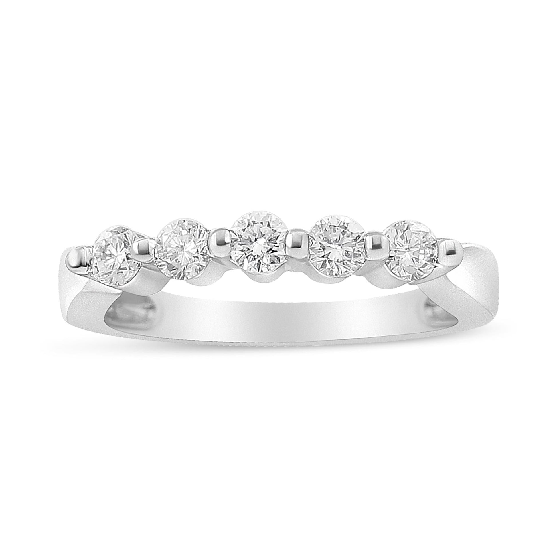 14K White Gold 1/2 Cttw Round-Cut 5-Stone Diamond Ring (H-I Color SI1-SI2