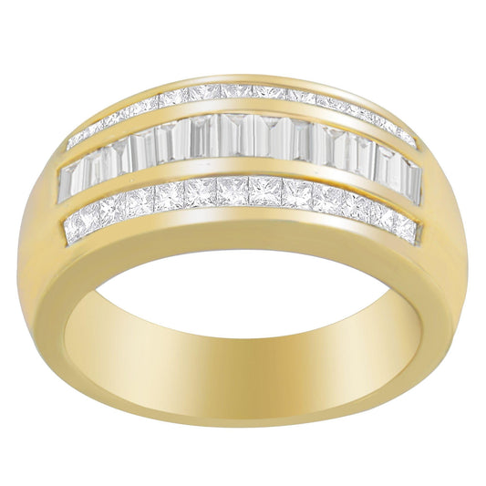 14K Yellow Gold 1ct. TDW Princess and Baguette-Cut Diamond Ring(H-I SI1-SI2)