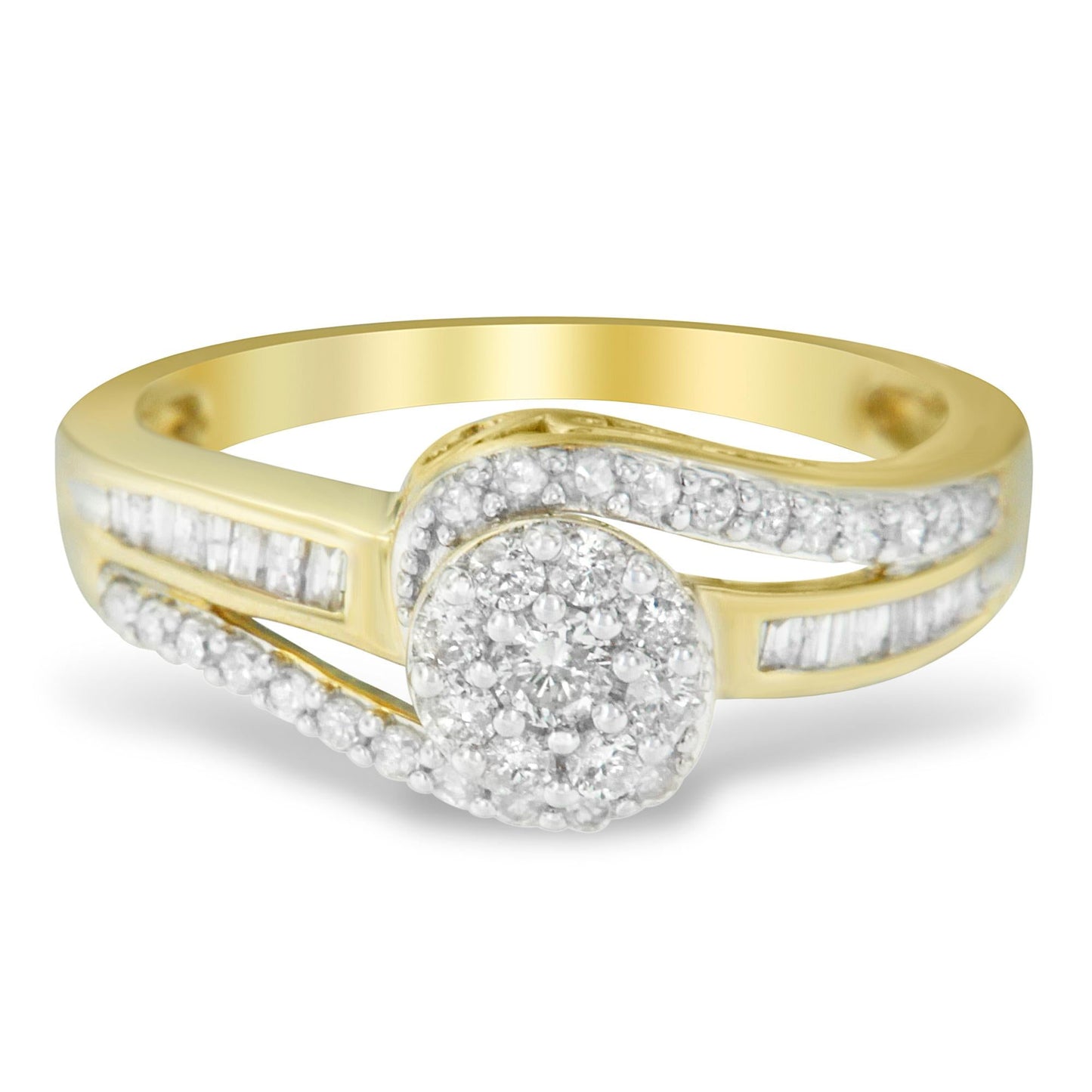 10K Yellow Gold Diamond Cluster Ring (1/2 Cttw I-J Color I2-I3 Clarity)