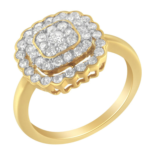 10K Yellow Gold Plated.925 Sterling Silver Diamond Cocktail Ring (3/4 Cttw J-K