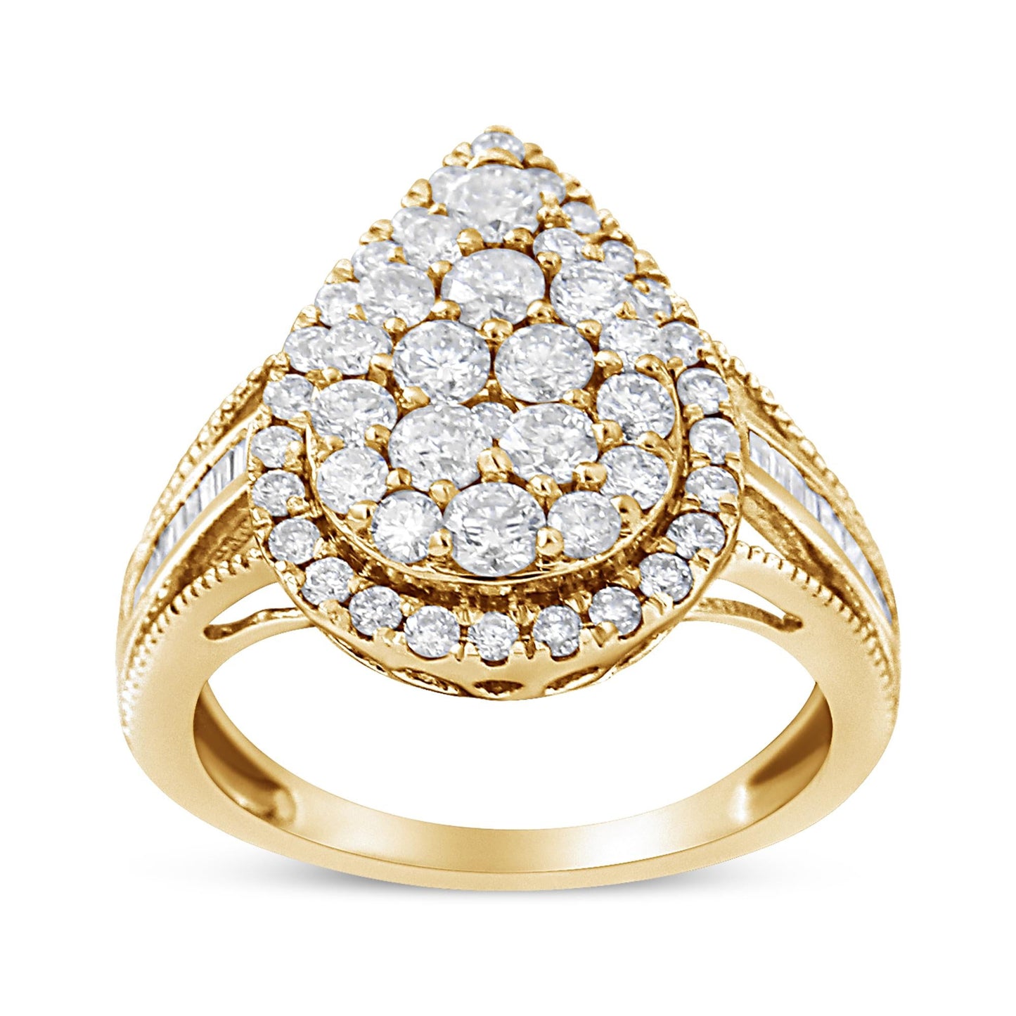 10K Yellow Gold Plated.925 Sterling Silver 1 1/2 Cttw Round-Cut Diamond