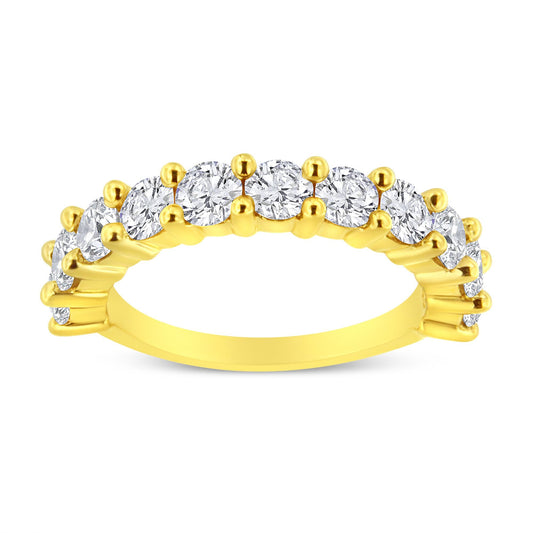 14K Yellow Gold Plated.925 Sterling Silver 1.00 Cttw Round-Cut Diamond 11 Stone