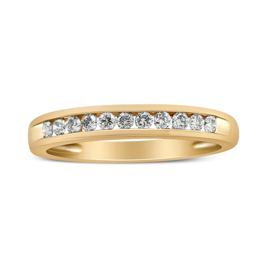 10K Yellow Gold Plated.925 Sterling Silver 1/4 Cttw Channel Set Round Diamond