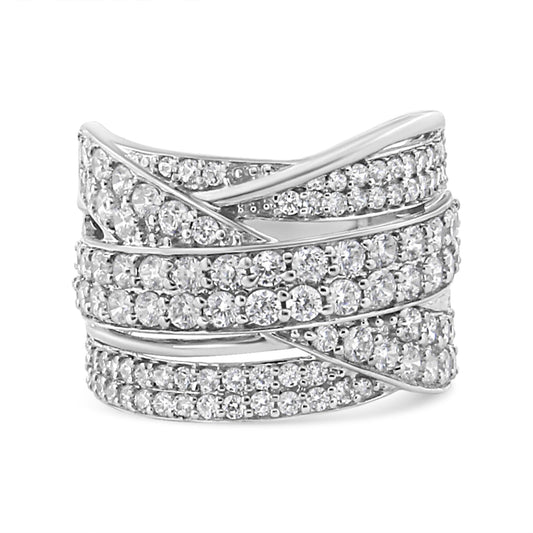 .925 Sterling Silver 2.00 Cttw Round-Cut Diamond Overlapping Bypass Band Ring