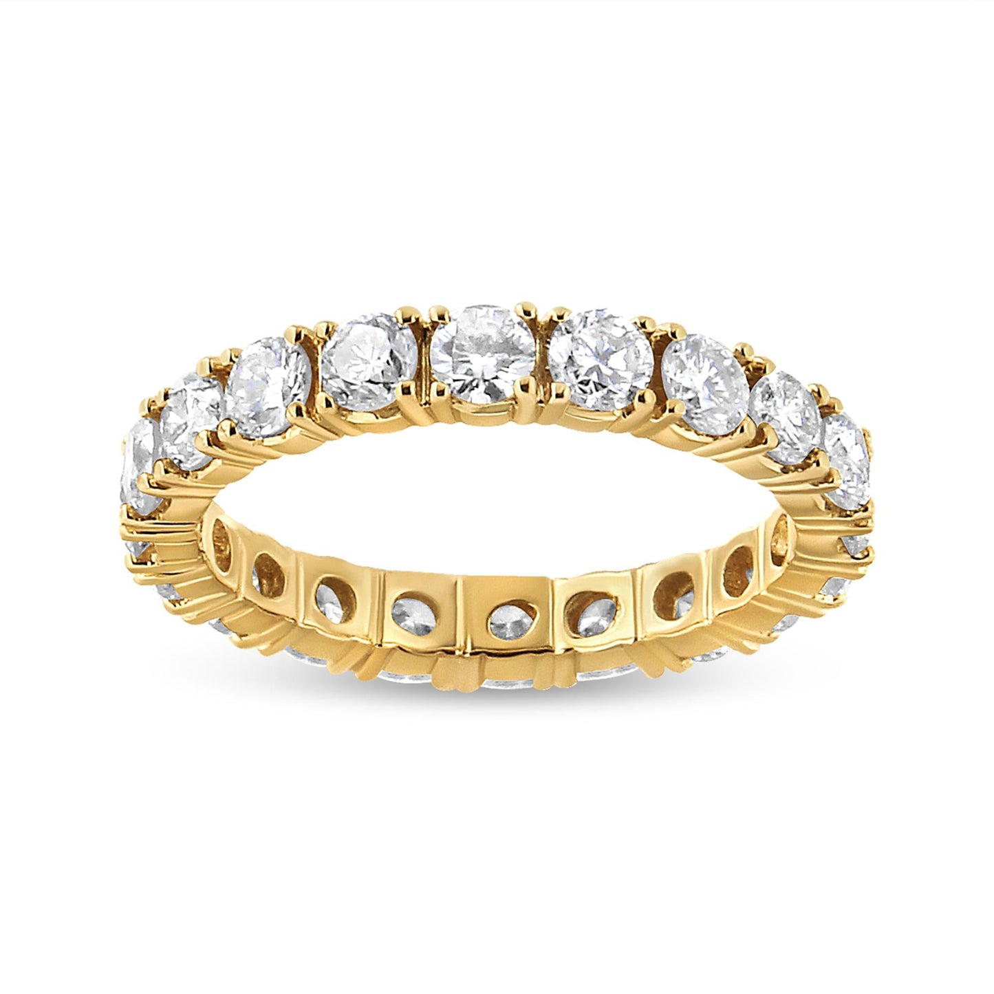 14K Yellow Gold 2.00 Cttw Shared Prong Set Round Cut Diamond Eternity Band (J-K