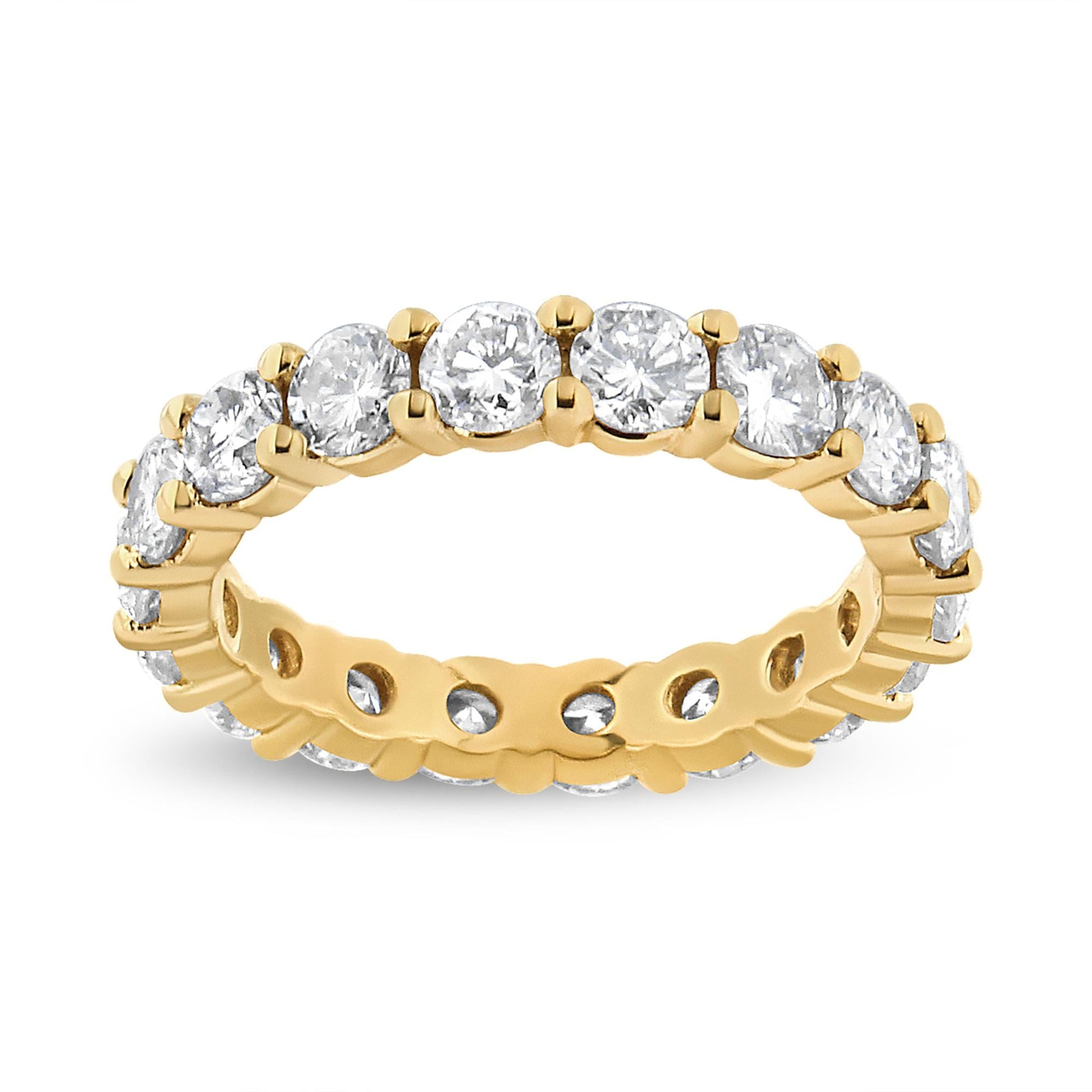 14K Yellow Gold 3.00 Cttw Shared Prong Set Round Cut Diamond Eternity Band (J-K