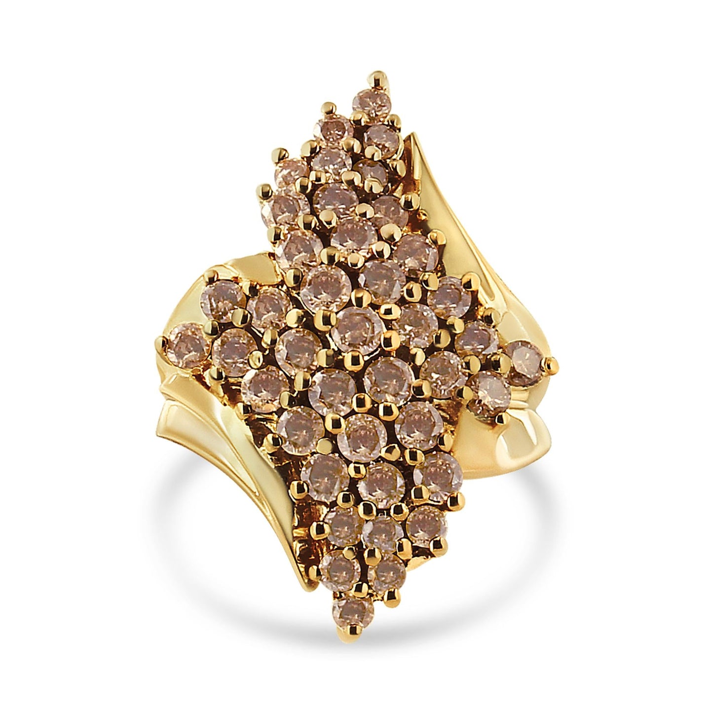 14K Yellow Gold Plated.925 Sterling Silver 2.00 Cttw Diamond Cluster Ring