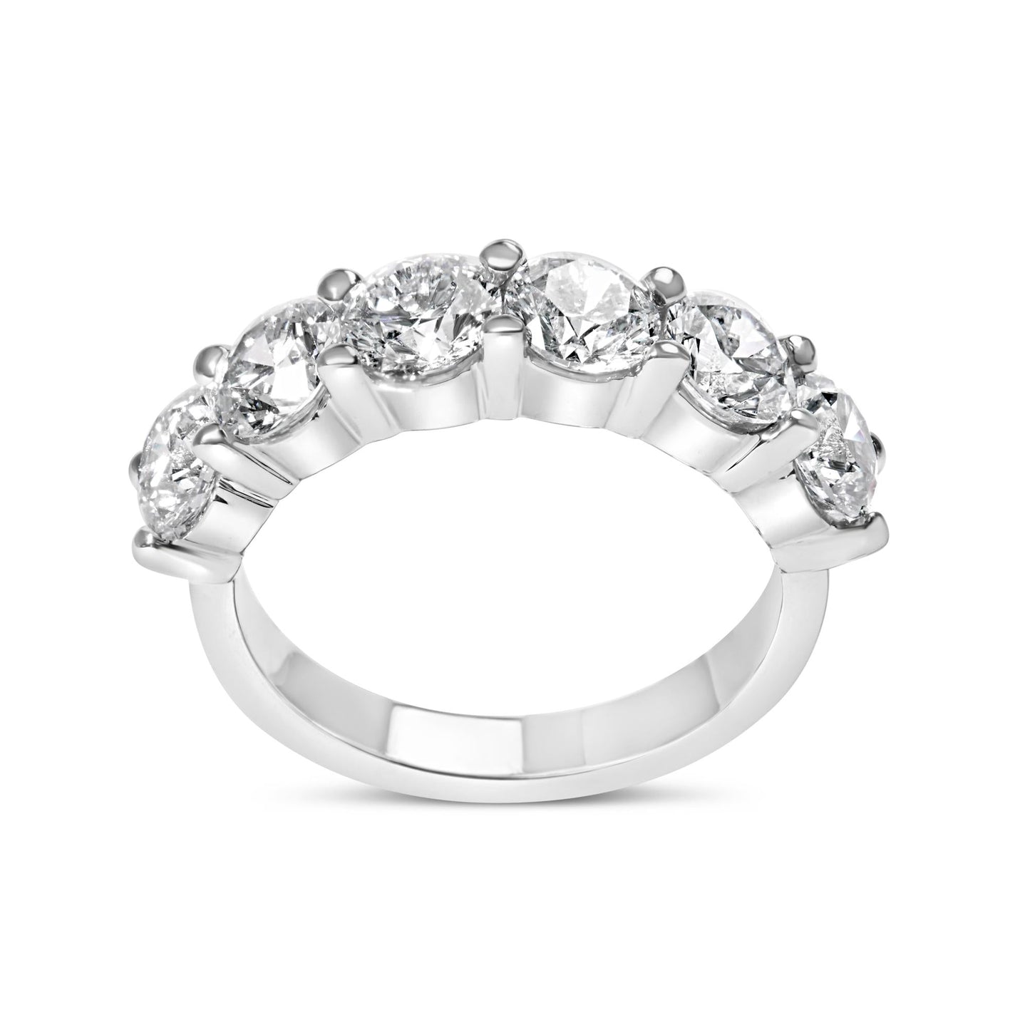 14K White Gold 3.0 Cttw Lab-Grown Diamond Shared Prong Set 6 Stone Band Ring