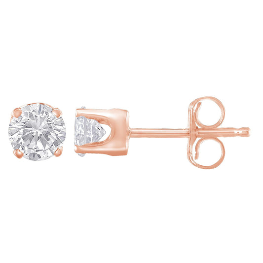 10K Rose Gold over.925 Sterling Silver 3/4 Cttw Round Brilliant-Cut Diamond