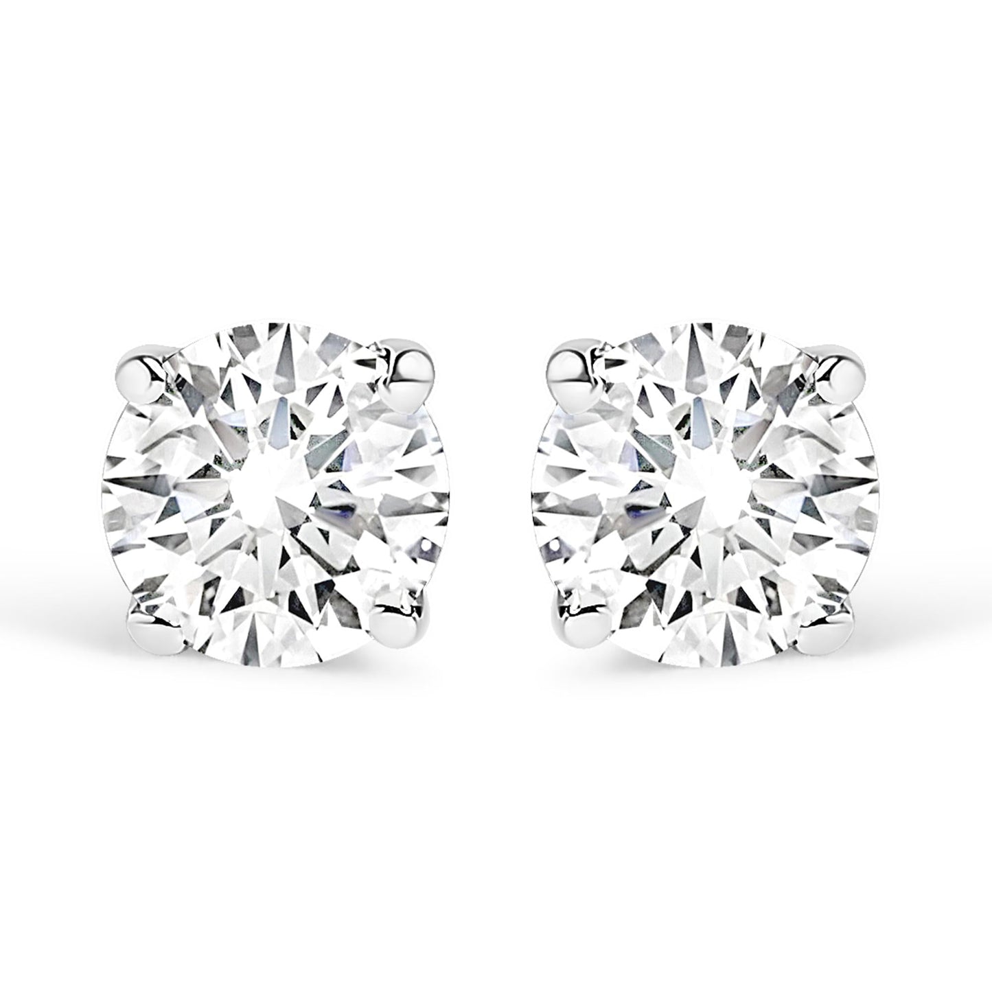 14K White Gold Round Cut Diamond Solitaire Stud Earrings (1/2 cttw H-I Color