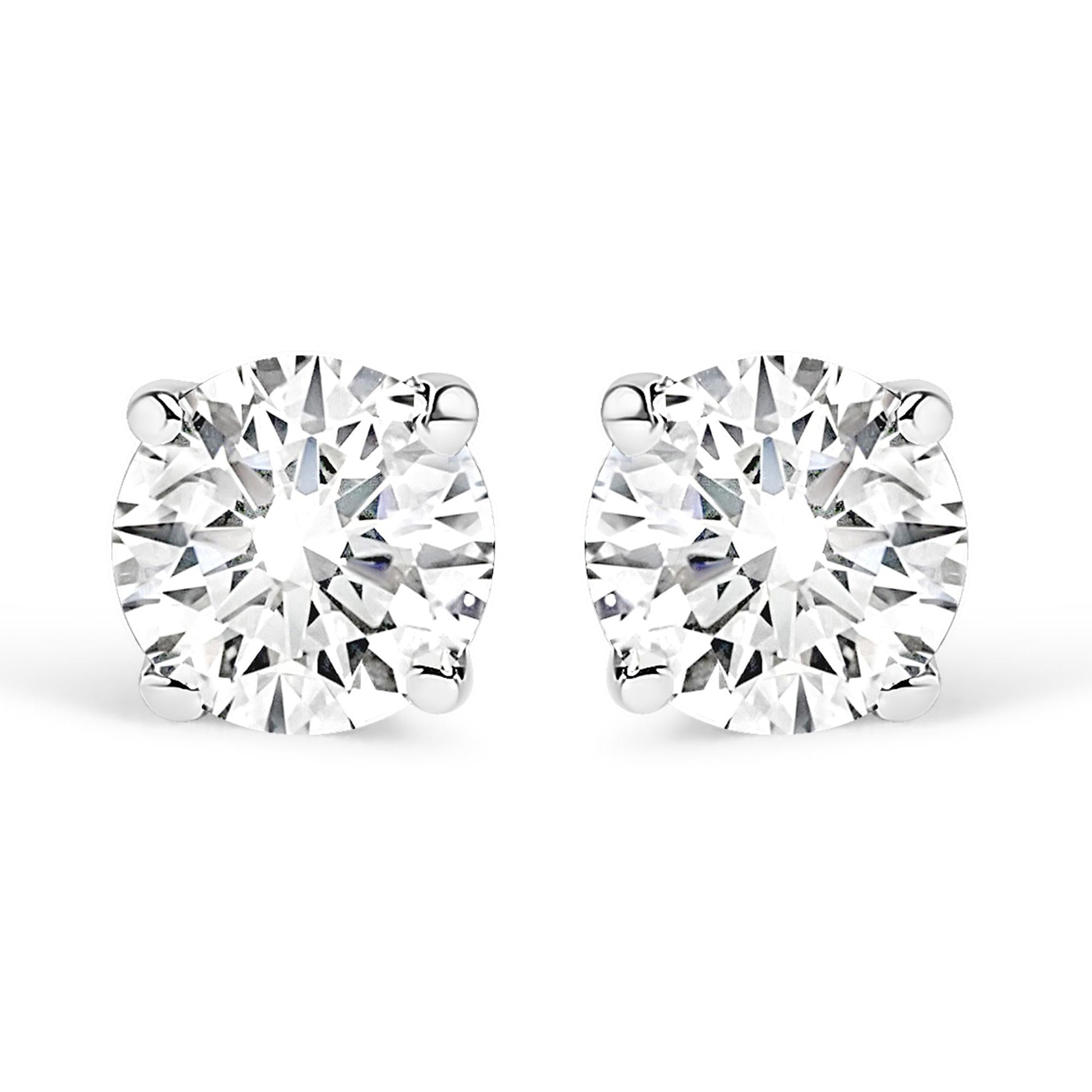 14K White Gold Round Cut Diamond Solitaire Stud Earrings (1/2 cttw H-I Color