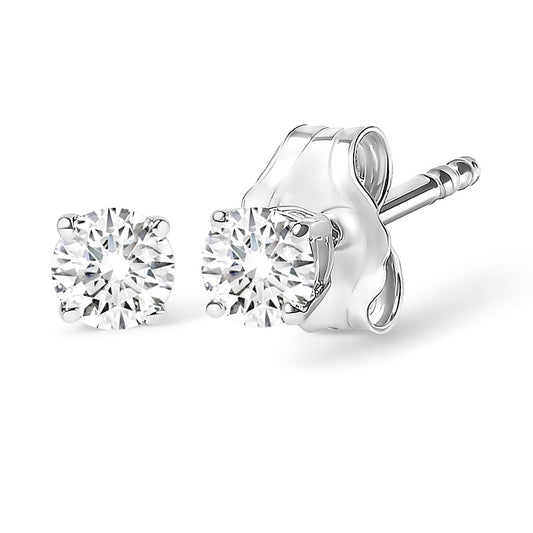 14K White Gold 1/2 Cttw 4-Prong Set Brilliant Round-Cut Solitaire Lab Grown