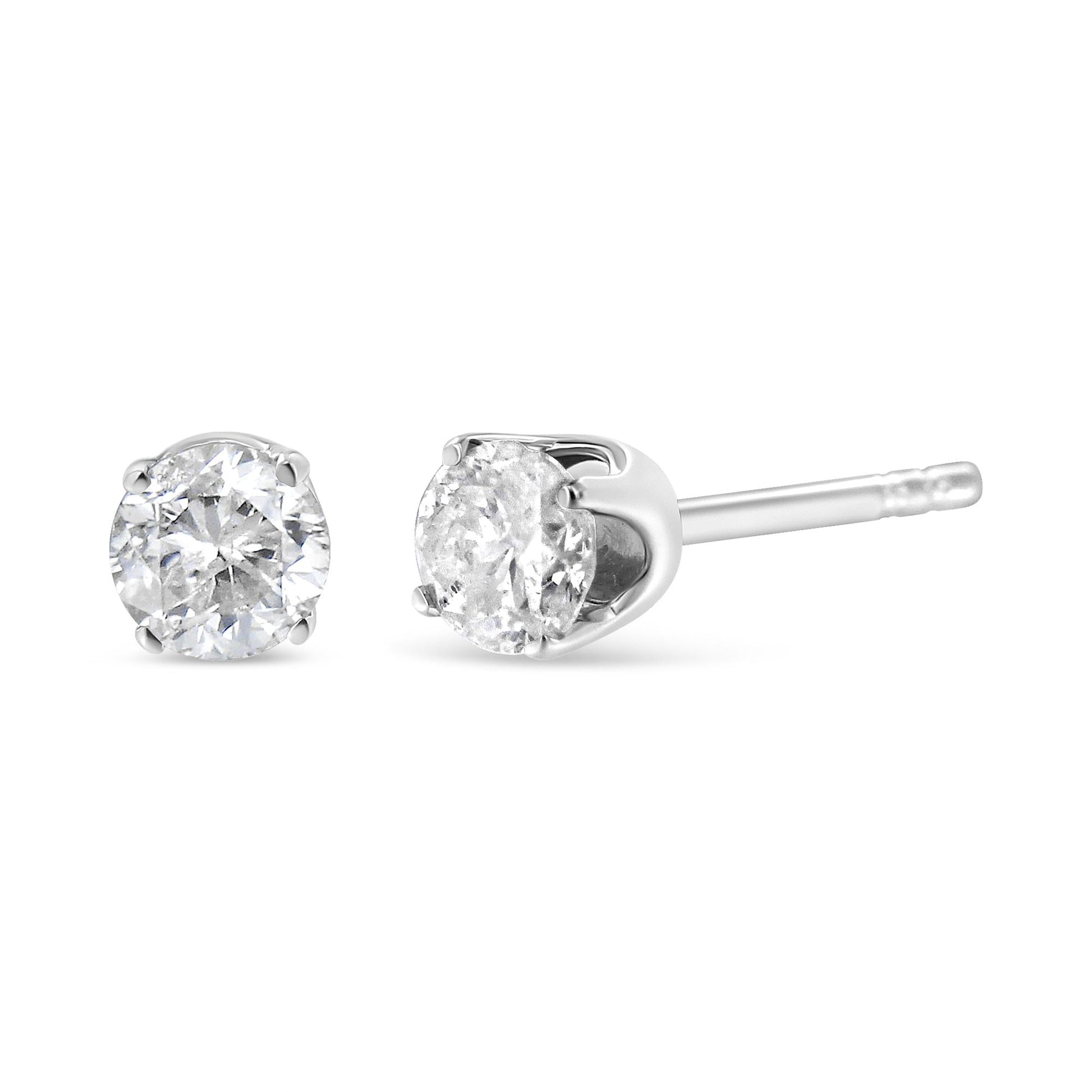 14K White Gold 1/4 Cttw Lab Grown Diamond 4-Prong Classic Solitaire Stud