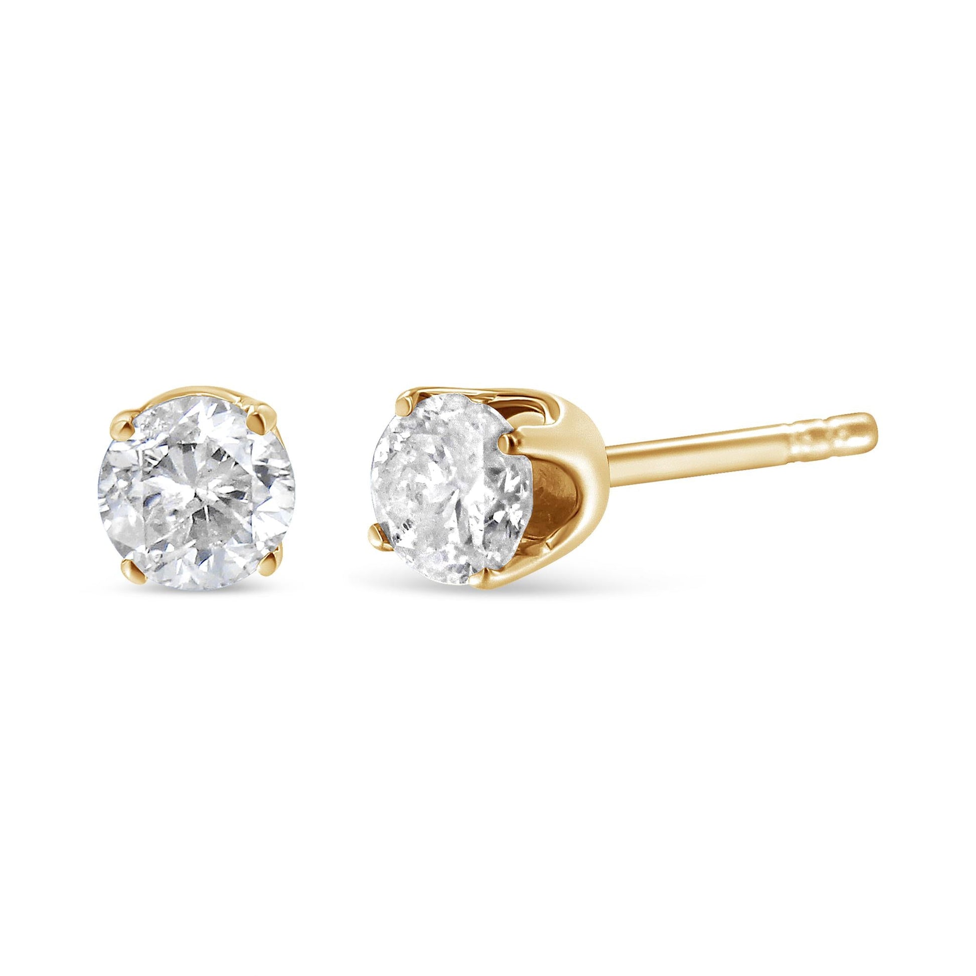 14K Yellow Gold 1/2 Cttw Round-Cut Diamond Solitaire Stud Earrings (O-P Color