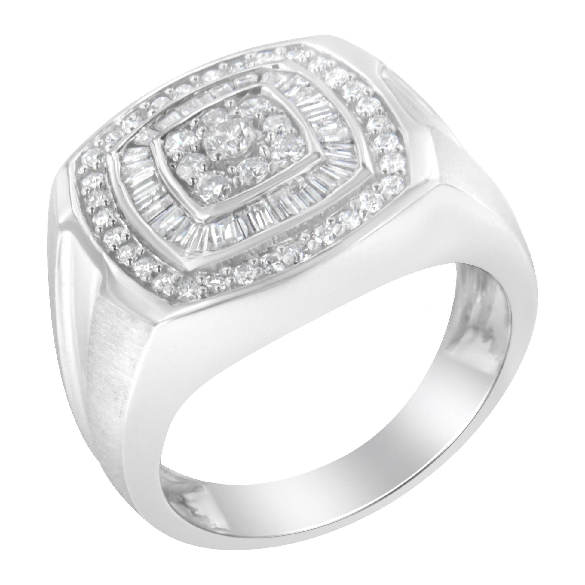 14K White Gold Men’s Diamond Band Ring (1 cttw H-I Color SI1-I2 Clarity)