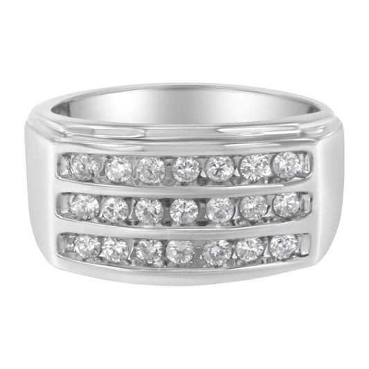 14K White Gold Men’s Diamond Channel Set Band Ring (1 cttw H-I Color SI2-I1