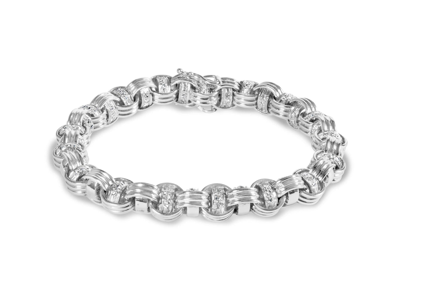 14K White Gold 1/2 Cttw Diamond Knotted Byzantine Link Bracelet (H-I Color