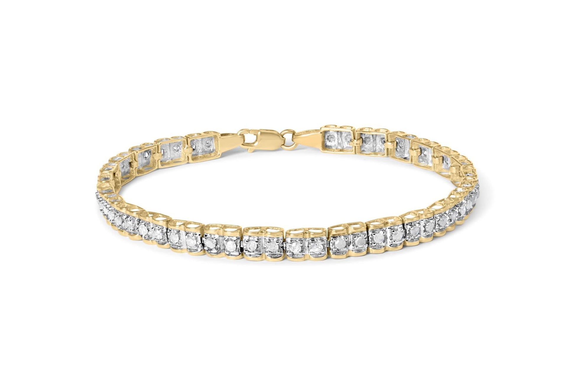 10K Yellow Gold 1.00 Cttw Round-Cut Diamond Link Bracelet (I-J Color I3-Promo